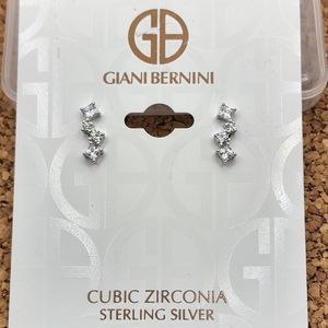 Giani Bernini 925 Sterling Silver 3 Cz Stud Earrings